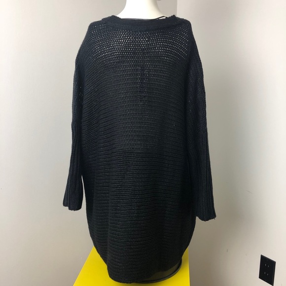 Noisy May Black Vera 3/4 Sleeve Oversized V-Neck Pullover Sweater Size L - Picture 9 of 14